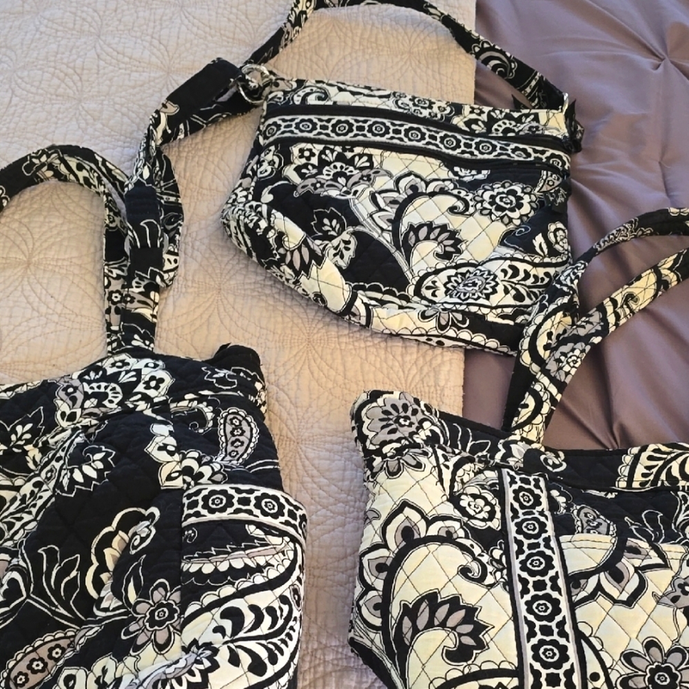 Vera Bradley midnight Paisley handbag trio